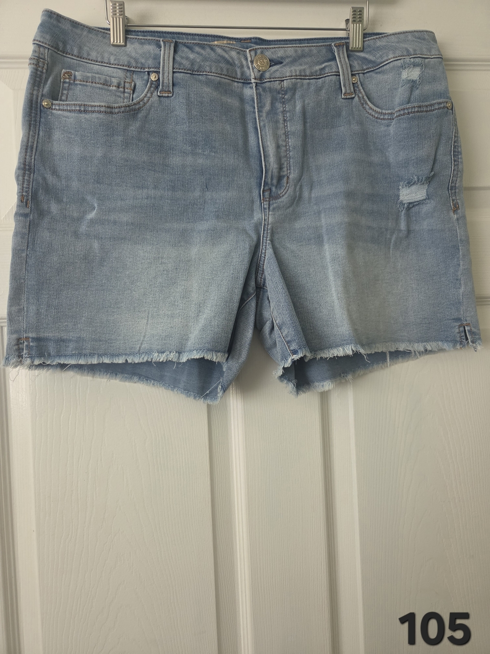 Seven7 Light Blue Denim Women's Shorts - Casual Frayed Hem